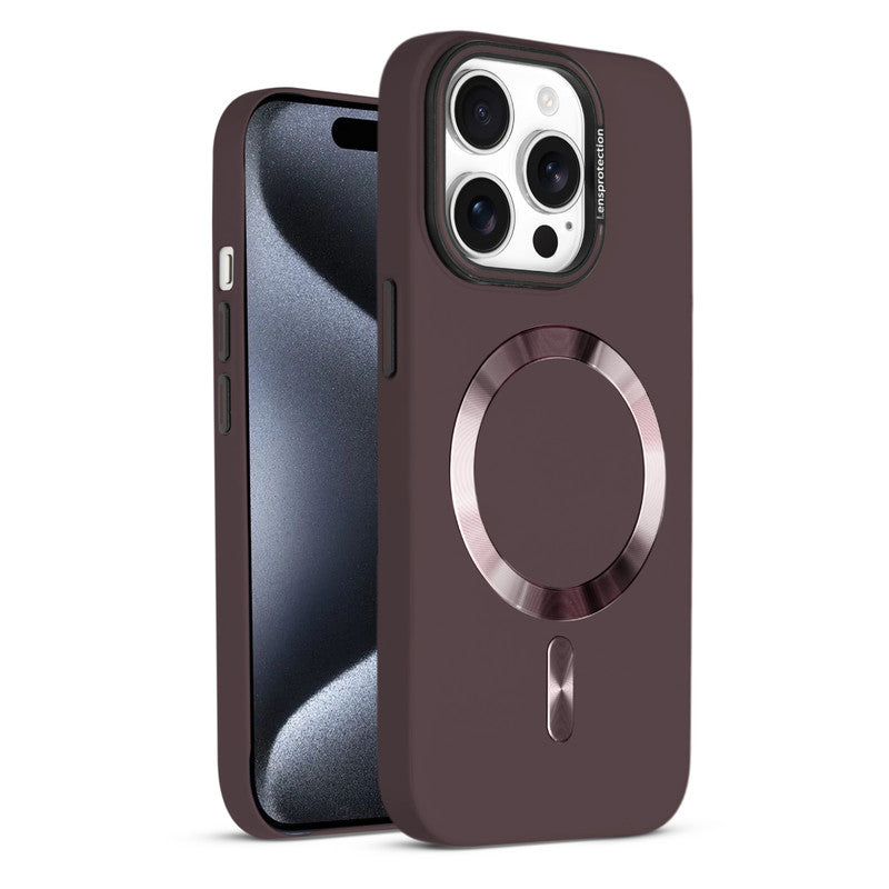 Smooth Silicone Finish Hard Back Wireless Charging Support Compatible Case for Apple iPhone 15 Pro With Camera Protection