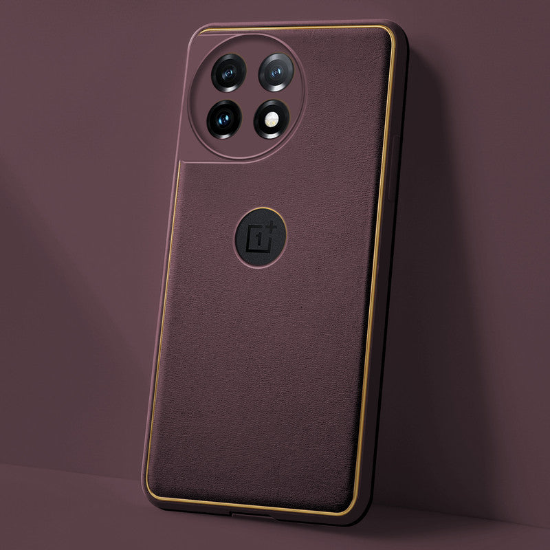 Electroplated Frame Leather Back Cover for OnePlus 11 5G
