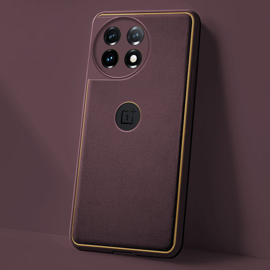 Electroplated Frame Leather Back Cover for OnePlus 11 5G