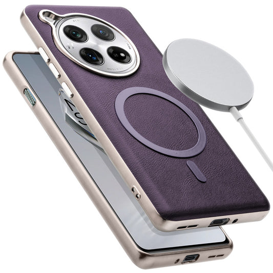 Premium Faux Leather MagSafe Compatible Case for OnePlus 12 5G With Metal Finish Edges