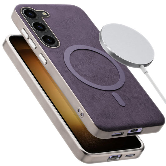 Premium Faux Leather MagSafe Compatible Case for Samsung S23 5G With Metal Finish Edges