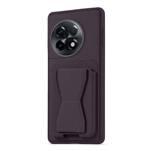 All in One Premium Leather Back Cover for OnePlus 11R 5G with Card Slot & Foldable Grip Holder