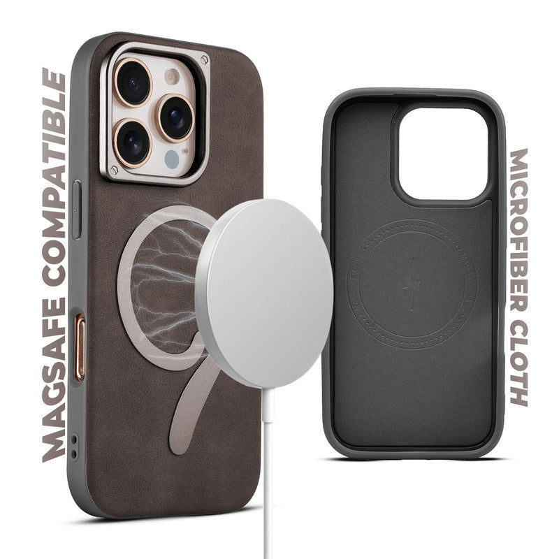Prime Leather Wireless Charging Compatible Case for Apple iPhone 16 Pro