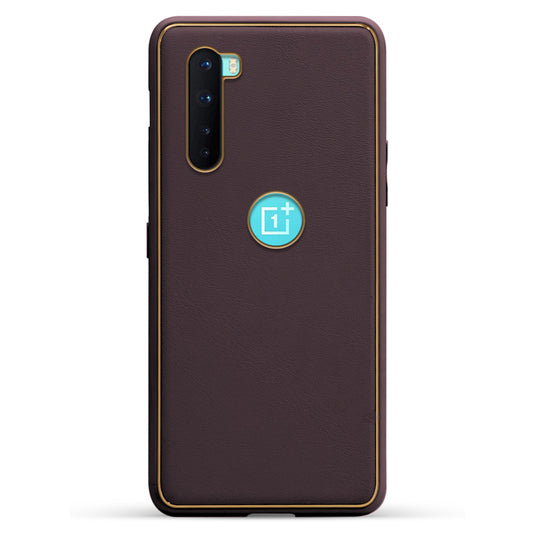 Electroplated Frame Leather Back Cover for OnePlus Nord 5G