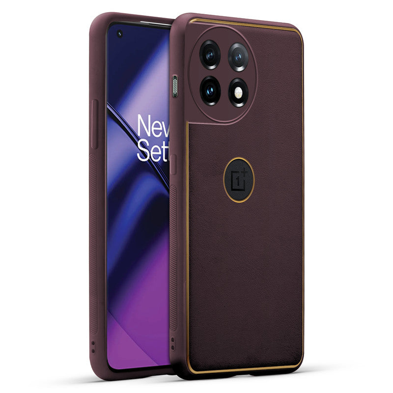 Electroplated Frame Leather Back Cover for OnePlus 11 5G