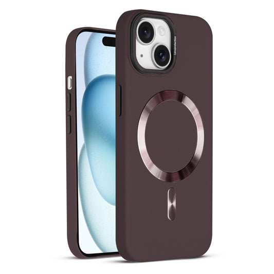 Smooth Silicone Finish Hard Back MagSafe Compatible Case for Apple iPhone 15 With Camera Protection