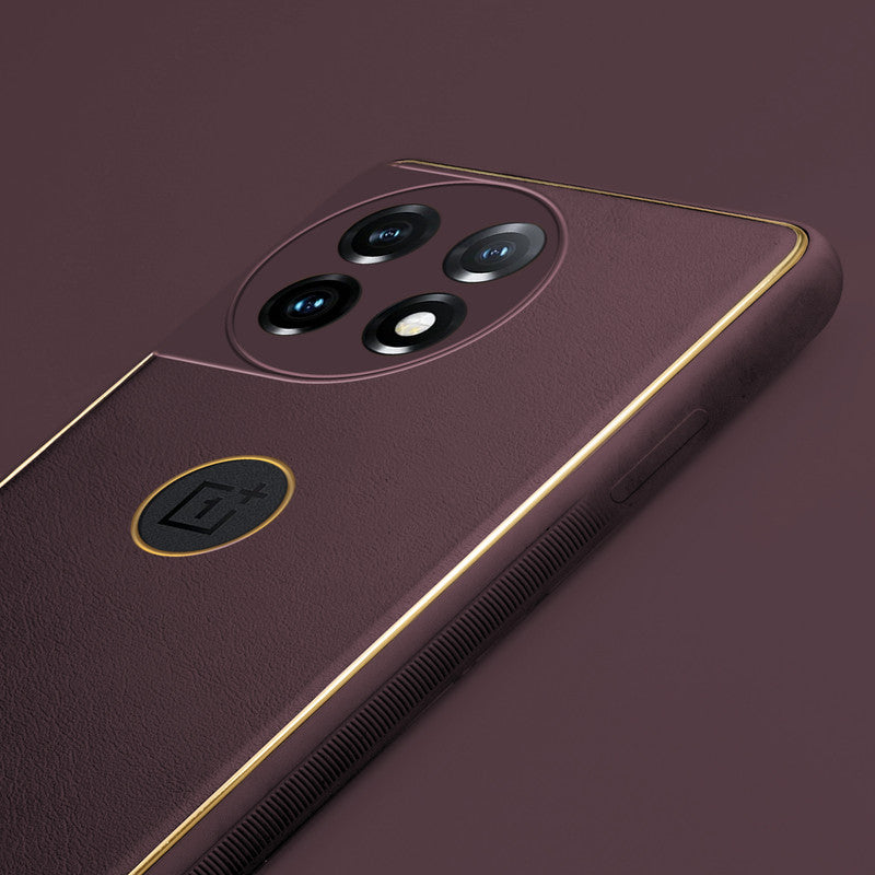 Electroplated Frame Leather Back Cover for OnePlus 11 5G
