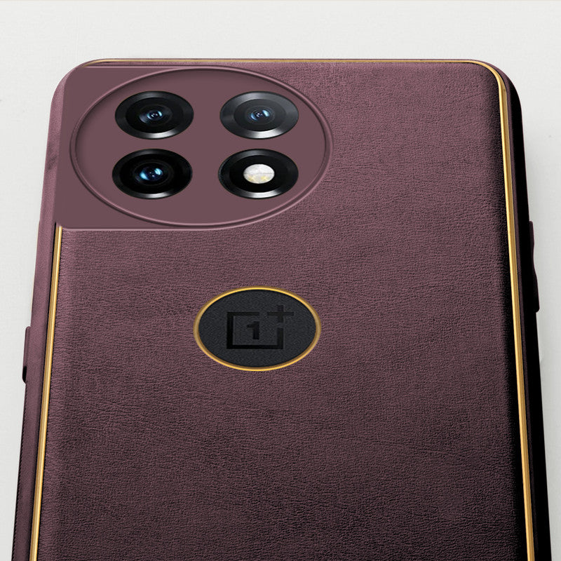 Electroplated Frame Leather Back Cover for OnePlus 11 5G