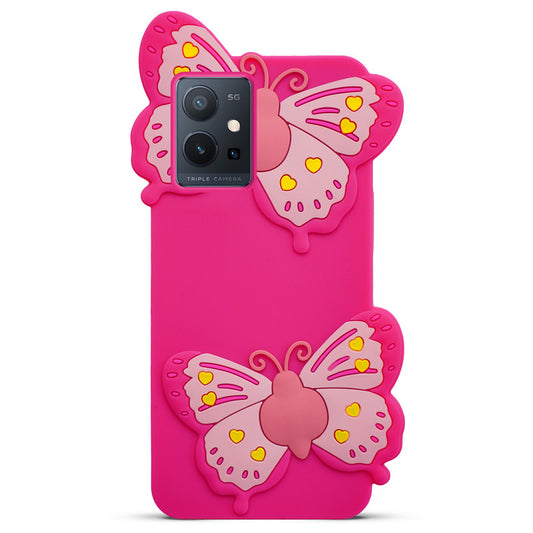 3D Vibrant Butterfly Silicone Phone Case For Vivo T1 5G