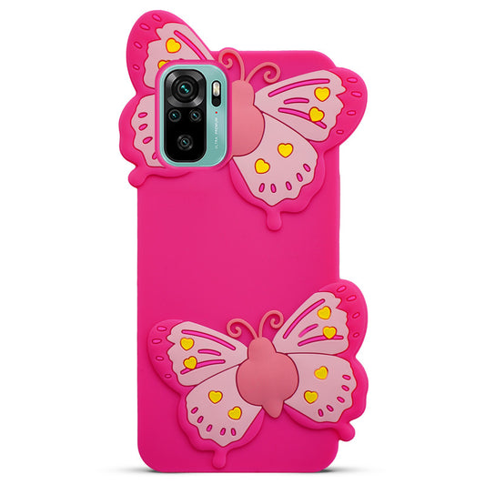 3D Vibrant Butterfly Silicone Phone Case For Redmi Note 10