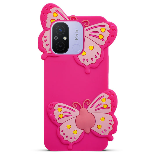 3D Vibrant Butterfly Silicone Phone Case For Redmi 12C