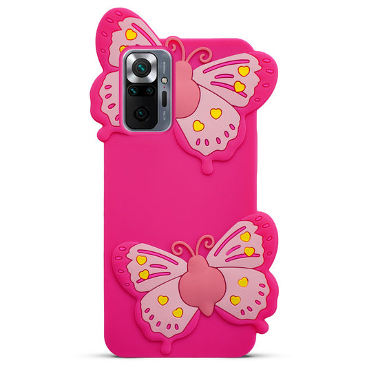 3D Vibrant Butterfly Silicone Phone Case For Redmi Note 10 Pro