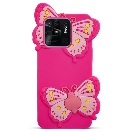 3D Vibrant Butterfly Silicone Phone Case For Redmi 10C