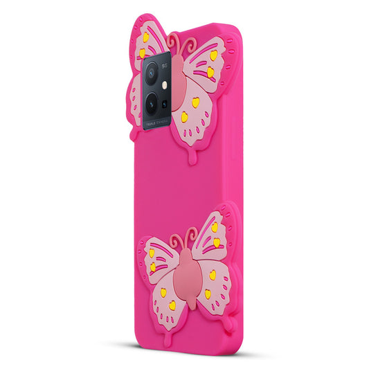 3D Vibrant Butterfly Silicone Phone Case For Vivo T1 5G