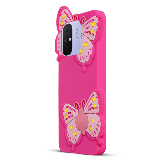 3D Vibrant Butterfly Silicone Phone Case For Redmi 12C