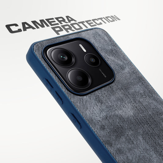 Classic Denim Finish Back Case for Redmi Note 14 SE 5G with Raised Camera Edges & Micro-Fiber Lining