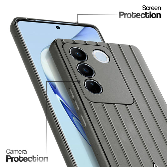 Glossy Matte Line Texture Back Cover for Vivo V27 5G
