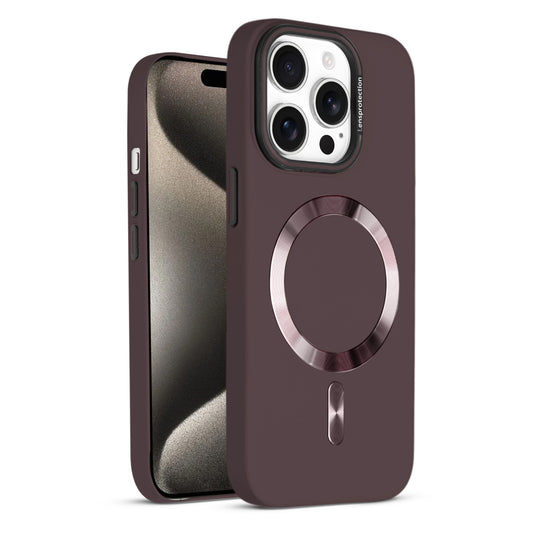 Smooth Silicone Finish Hard Back MagSafe Compatible Case for Apple iPhone 15 Pro Max With Camera Protection