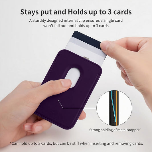 Magnetic Card Leather Wallet Holder Designed for Wireless Charging Support Compatible with Back Case