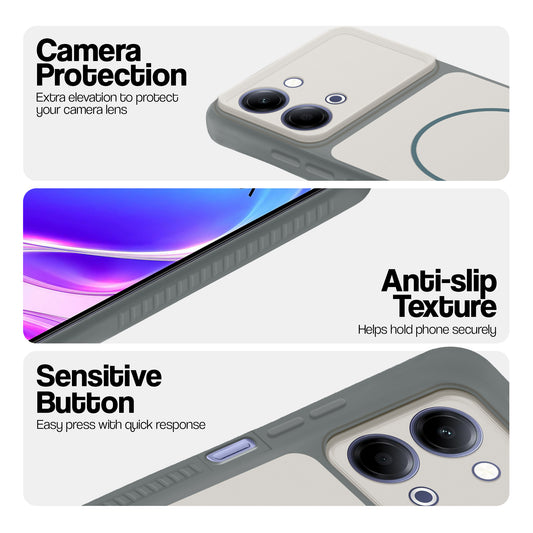 Dual Tone Silicone Grip Back Cover with Camera Protection for Vivo Y11 5G