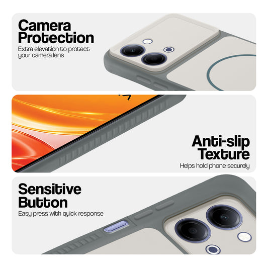 Dual Tone Silicone Grip Back Cover with Camera Protection for Vivo Y21 5G