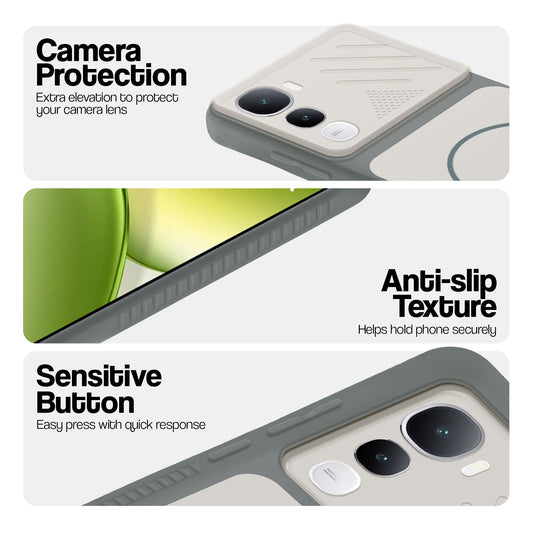 Dual Tone Silicone Grip Back Cover with Camera Protection for Vivo Y400 5G