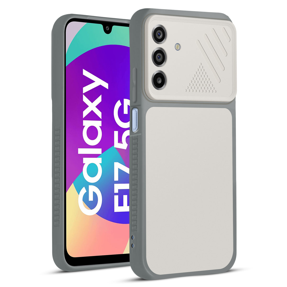 Dual Tone Silicone Grip Back Cover with Camera Protection for Samsung F17 5G