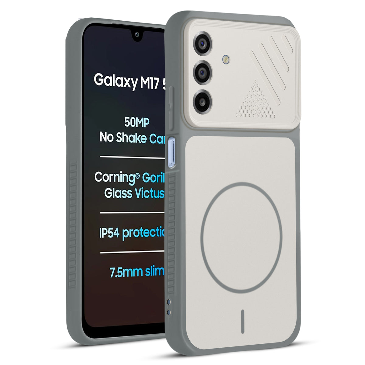 Dual Tone Silicone Grip Back Cover with Camera Protection for Samsung M17 5G