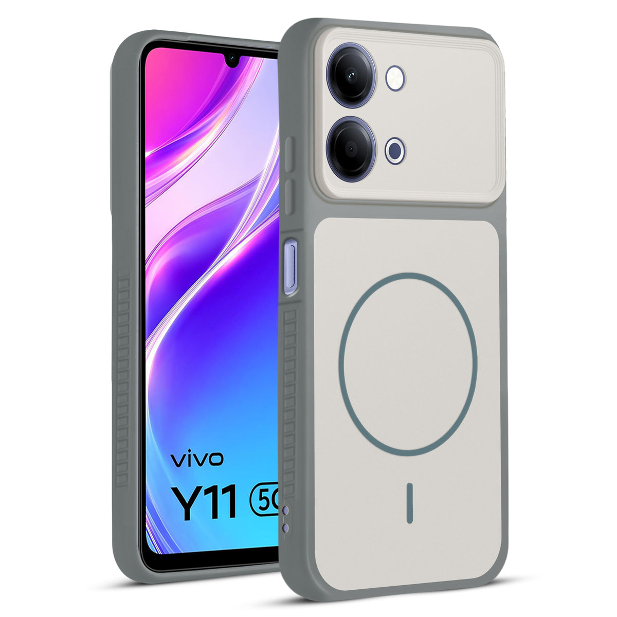 Dual Tone Silicone Grip Back Cover with Camera Protection for Vivo Y11 5G