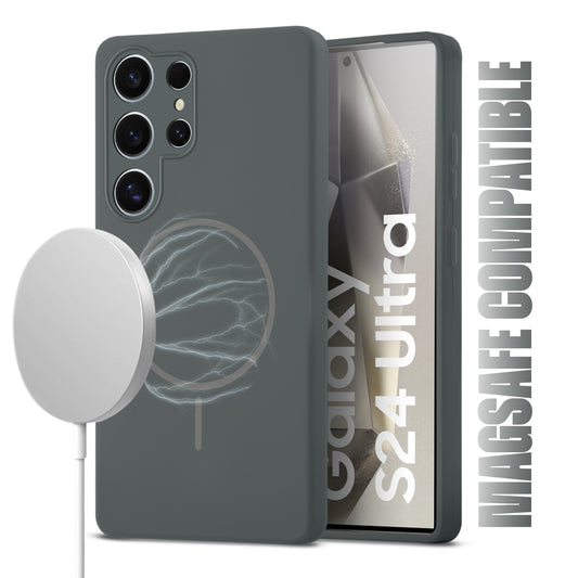 Liquid Silicon With Microfiber Lining Back Case For Samsung S24 Ultra 5G (MagSafe Compatible)