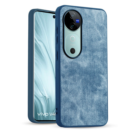 Classic Denim Finish Back Case for Vivo V40 5G with Raised Camera Edges & Micro-Fiber Lining