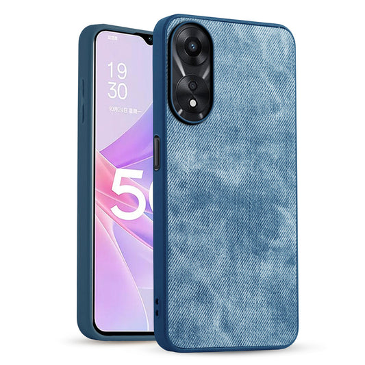 Classic Denim Finish Back Case for Oppo A78 5G with Raised Camera Edges & Micro-Fiber Lining