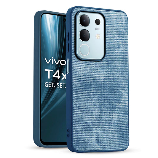 Denim Jeans Cloth Back Cover Case for Vivo T4x 5G