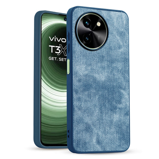 Classic Denim Finish Back Case for Vivo T3x 5G