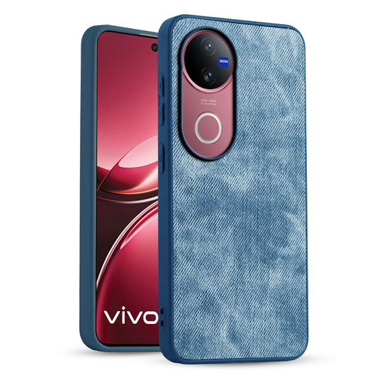 Classic Denim Finish Back Case for Vivo V50 5G with Raised Camera Edges & Micro-Fiber Lining