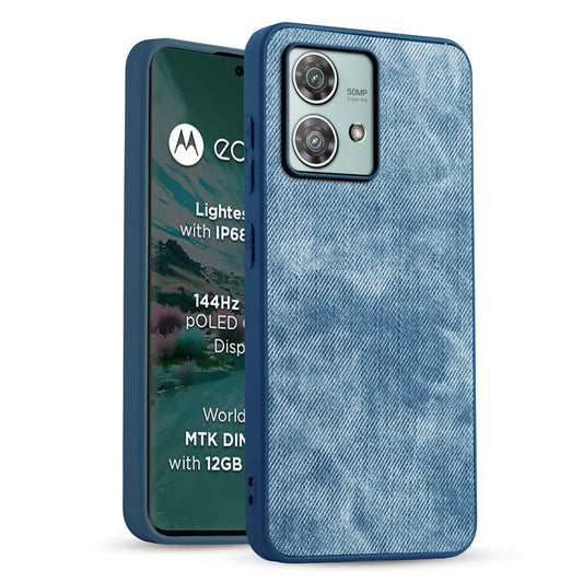 Classic Denim Finish Back Case for Motorola Moto Edge 40 Neo 5G with Raised Camera Edges & Micro-Fiber Lining