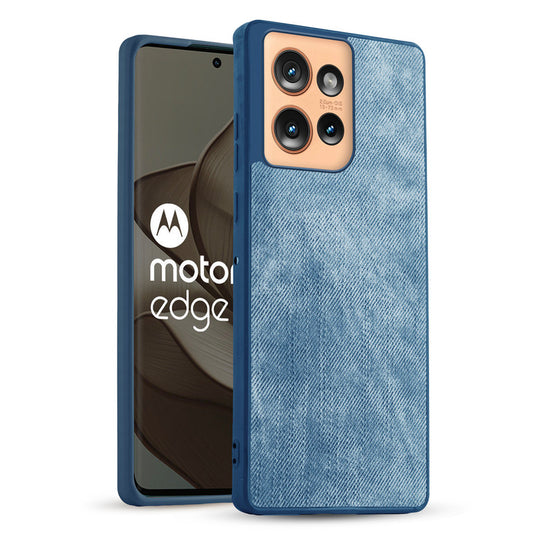 Classic Denim Finish Back Case for Motorola Moto Edge 50 5G with Raised Camera Edges & Micro-Fiber Lining