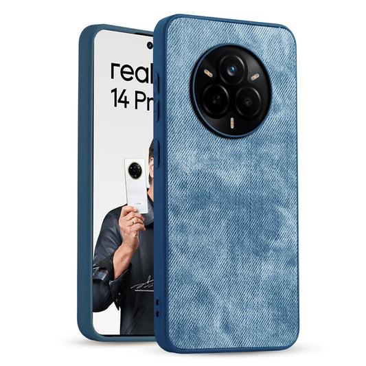 Denim Jeans Cloth Back Cover Case for Realme 14 Pro 5G
