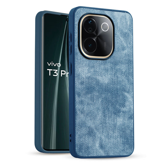 Denim Jeans Cloth Back Cover Case for Vivo T3 Pro 5G
