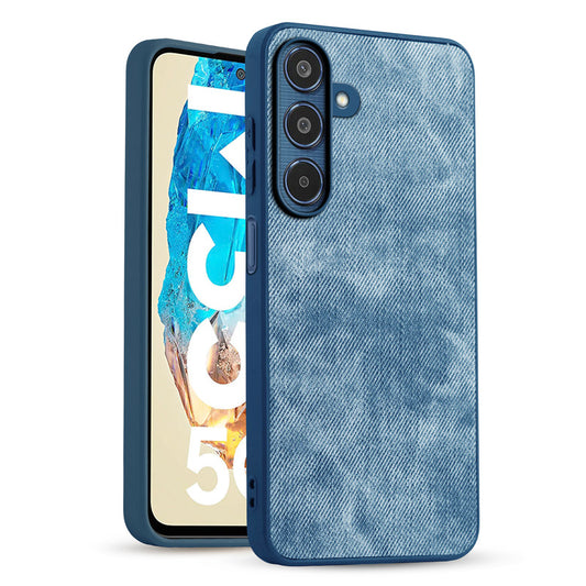 Classic Denim Finish Back Case for Samsung M35 5G with Raised Camera Edges & Micro-Fiber Lining