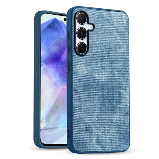 Classic Denim Finish Back Case for Samsung A55 5G with Raised Camera Edges & Micro-Fiber Lining