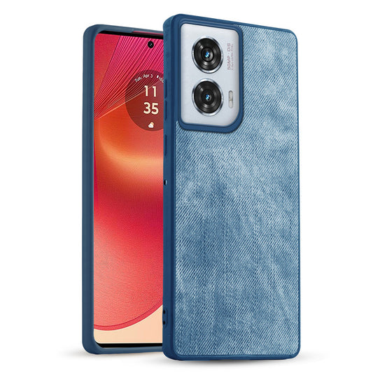 Classic Denim Finish Back Case for Motorola Moto Edge 50 Fusion 5G with Raised Camera Edges & Micro-Fiber Lining