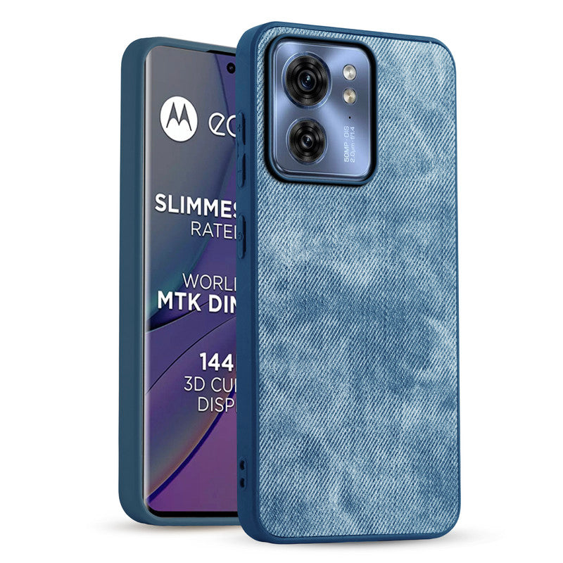 Denim Jeans Cloth Back Cover Case for Motorola Moto Edge 40 5G