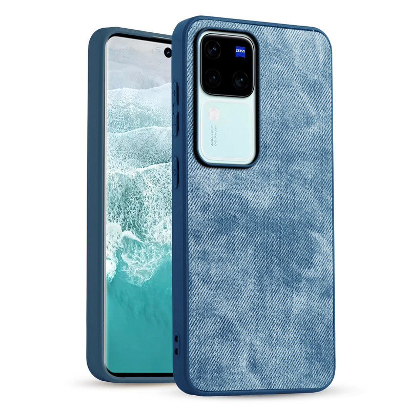 Denim Jeans Cloth Back Cover Case for Vivo V30 Pro 5G