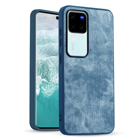 Classic Denim Finish Back Case for Vivo V30 Pro 5G with Raised Camera Edges & Micro-Fiber Lining