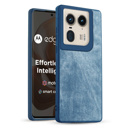 Denim Jeans Cloth Back Cover Case for Motorola Moto Edge 50 Ultra 5G