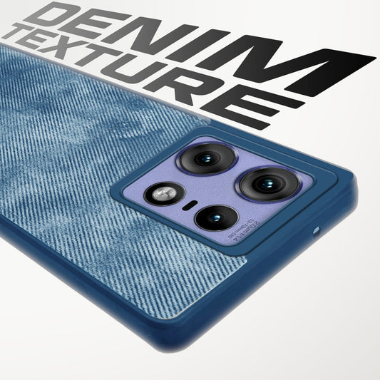 Denim Jeans Cloth Back Cover Case for Motorola Moto Edge 50 Pro 5G