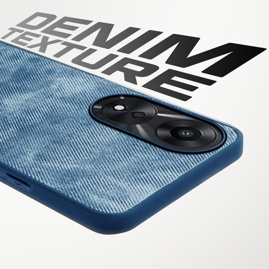 Classic Denim Finish Back Case for Oppo A78 5G with Raised Camera Edges & Micro-Fiber Lining