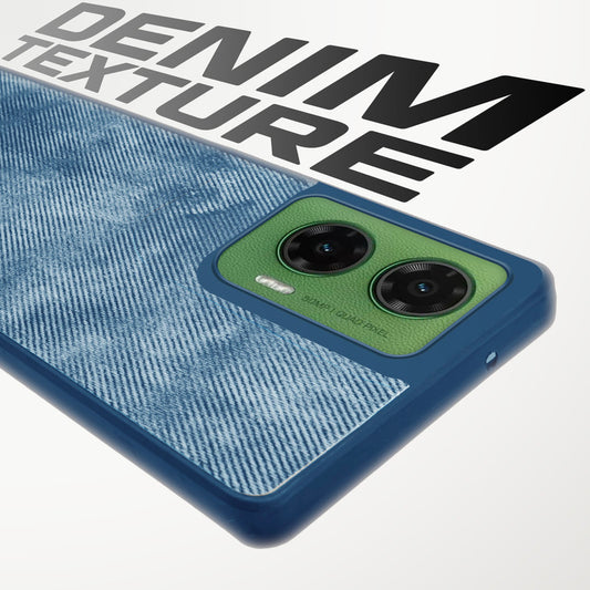 Classic Denim Finish Back Case for Motorola G35 5G with Raised Camera Edges & Micro-Fiber Lining