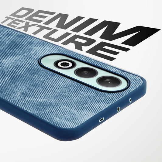 Classic Denim Finish Back Case for OnePlus Nord CE 4 5G with Raised Camera Edges & Micro-Fiber Lining